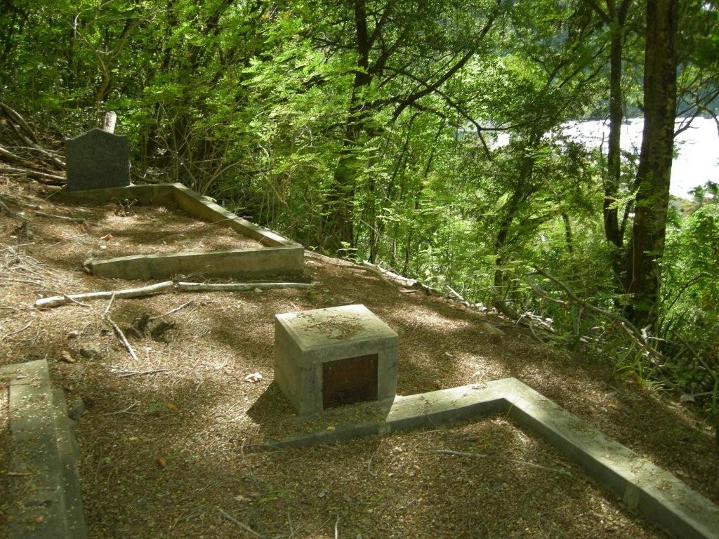 Site of Unknown Sailor�s original grave on Christmas Island, between the two graves shown. Photograph: Glenys McDonald AM